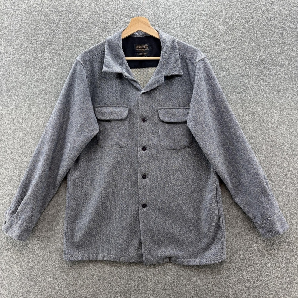 Pendleton Shirt Mens Large Blue Wool Board Shirt Button Up Outdoor Over Shirt